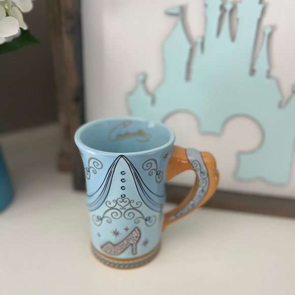 Disney Parks Cinderella Blue Rhinestone Slipper Shoe Coffee Tea Mug - Picture 3 of 9